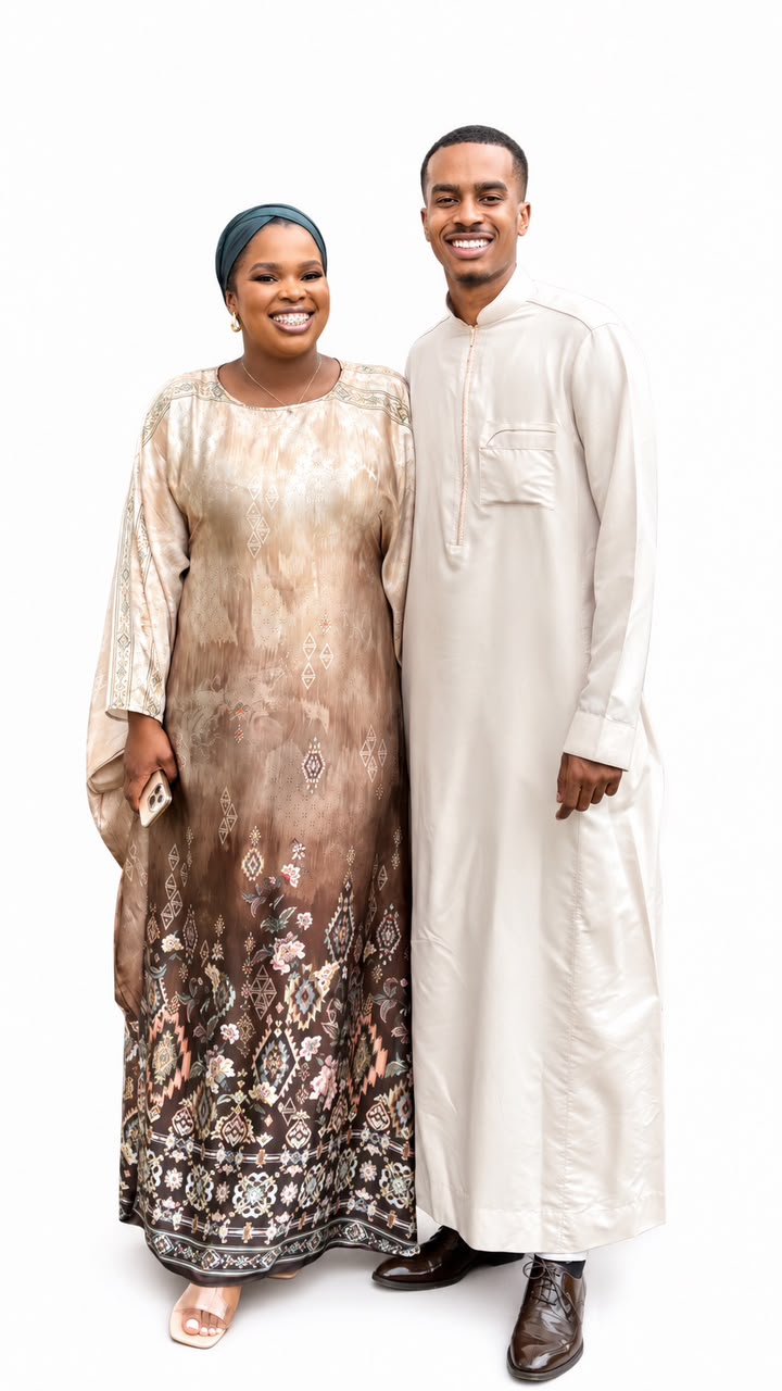 Ahmed and Latifah in cream attire